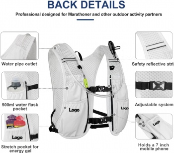 Custom Hydration Vest Jogging Trail Marathon Hiking Cycling Water Bladder Lightweight Water Backpack Hydration Running Vest