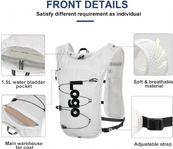 Custom Hydration Vest Jogging Trail Marathon Hiking Cycling Water Bladder Lightweight Water Backpack Hydration Running Vest