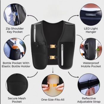 Custom Fashionable Running Vest Phone Holder Men Women Reflective Jogging Bag Cycling Running Hydration Vest with Water Bottle